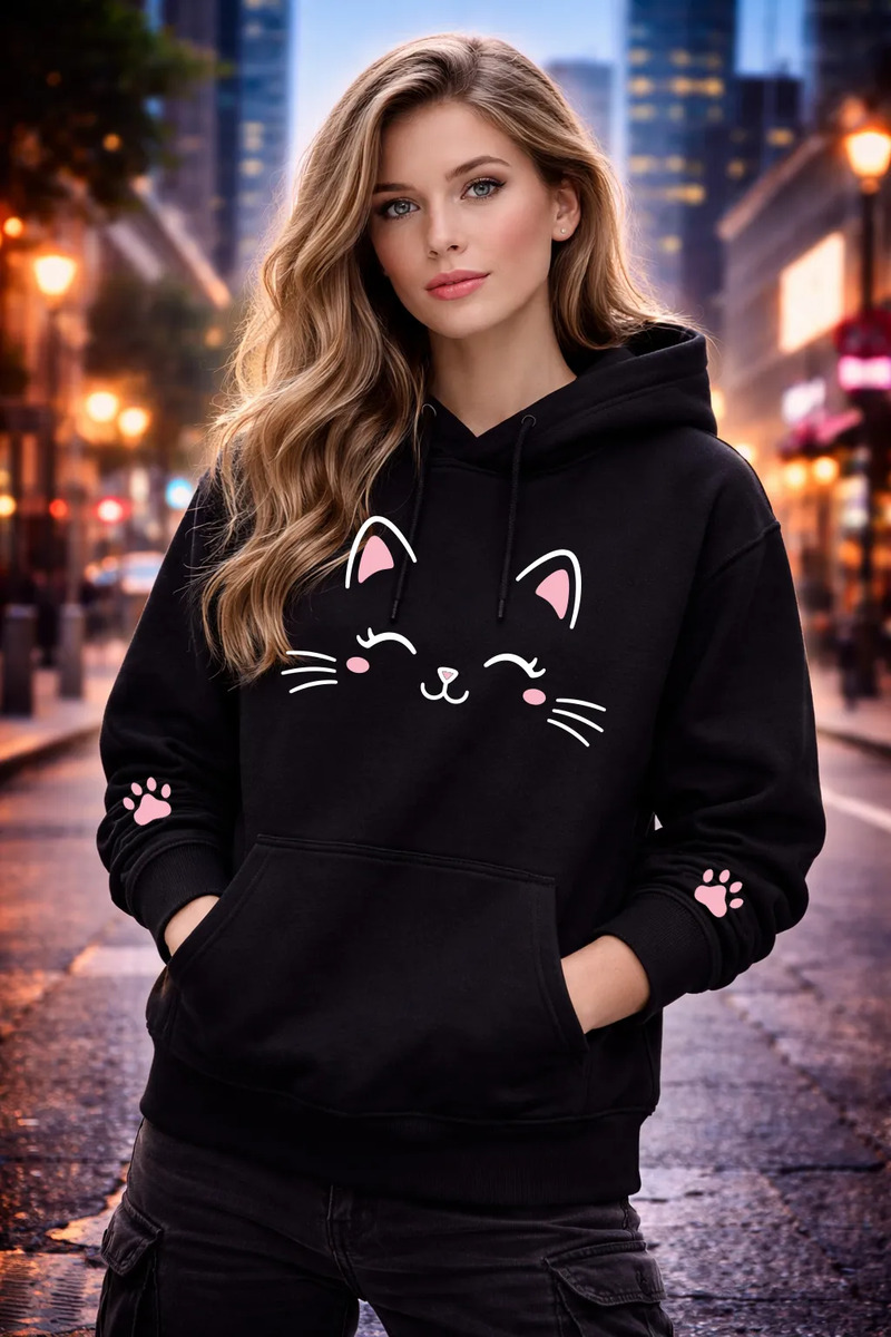 Poleron Gatito Gato Lindo Regalon Kawai Moda Mujer Poleron Gatito Gato Lindo Regalon Kawai Moda Mujer - Imagen 1